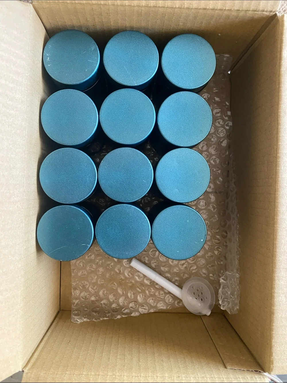 🌼 Never Used Teal Blue Glass Spice Jars with Window (Set) of 12